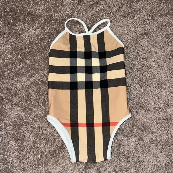 Burberry Swim Baby Girls Mini Sandie Check Onepiece Swimsuit